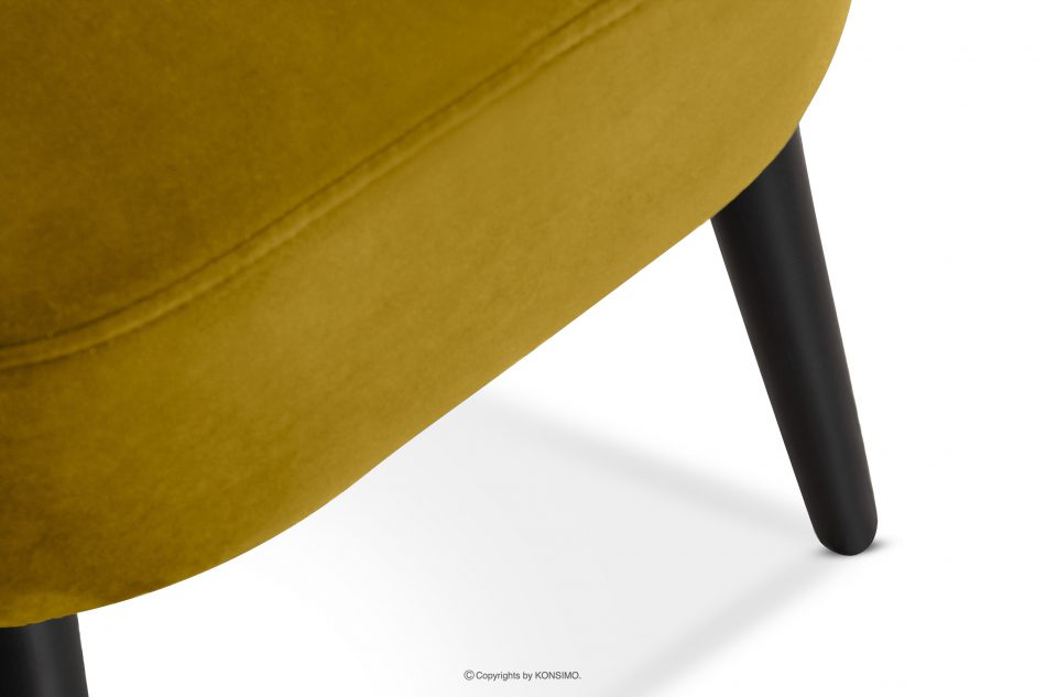 DUCO Křeslo na vysokých nohách pro nábytek do obývacího pokoje velur žlutý žlutá/černá - obrázek 7
