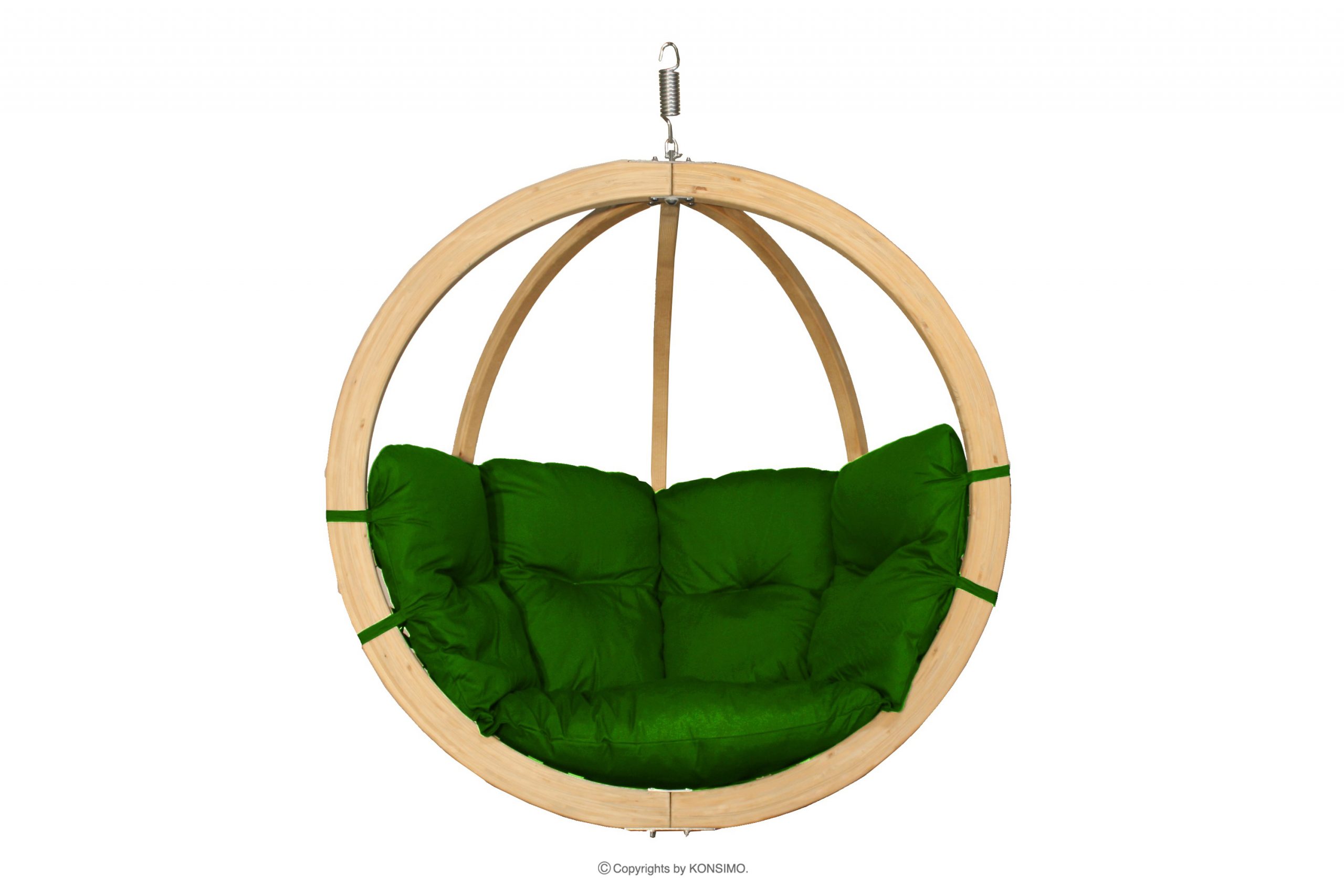 Dřevěné závěsné křeslo cocoon zelené