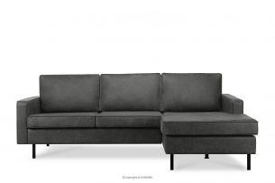 INVIA, https://konsimo.cz/kolekce/invia/ Rohová sedačka ve stylu Loft vpravo s otomanem tmavě šedá tmavě šedá - obrázek