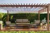 TRIBO Dvoumístná zahradní pohovka v industriálním stylu z oceli v antracitové barvě antracitová/béžová - obrázek 13