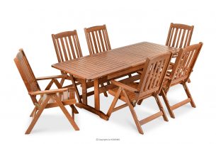 ALCES, https://konsimo.cz/kolekce/alces/ Sada stolu a židlí z masivního borovicového dřeva pro 6 osob hnědá - obrázek