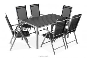 EPIGE, https://konsimo.cz/kolekce/epige/ Sada zahradního nábytku stůl a židle pro 6 osob černá/šedá - obrázek