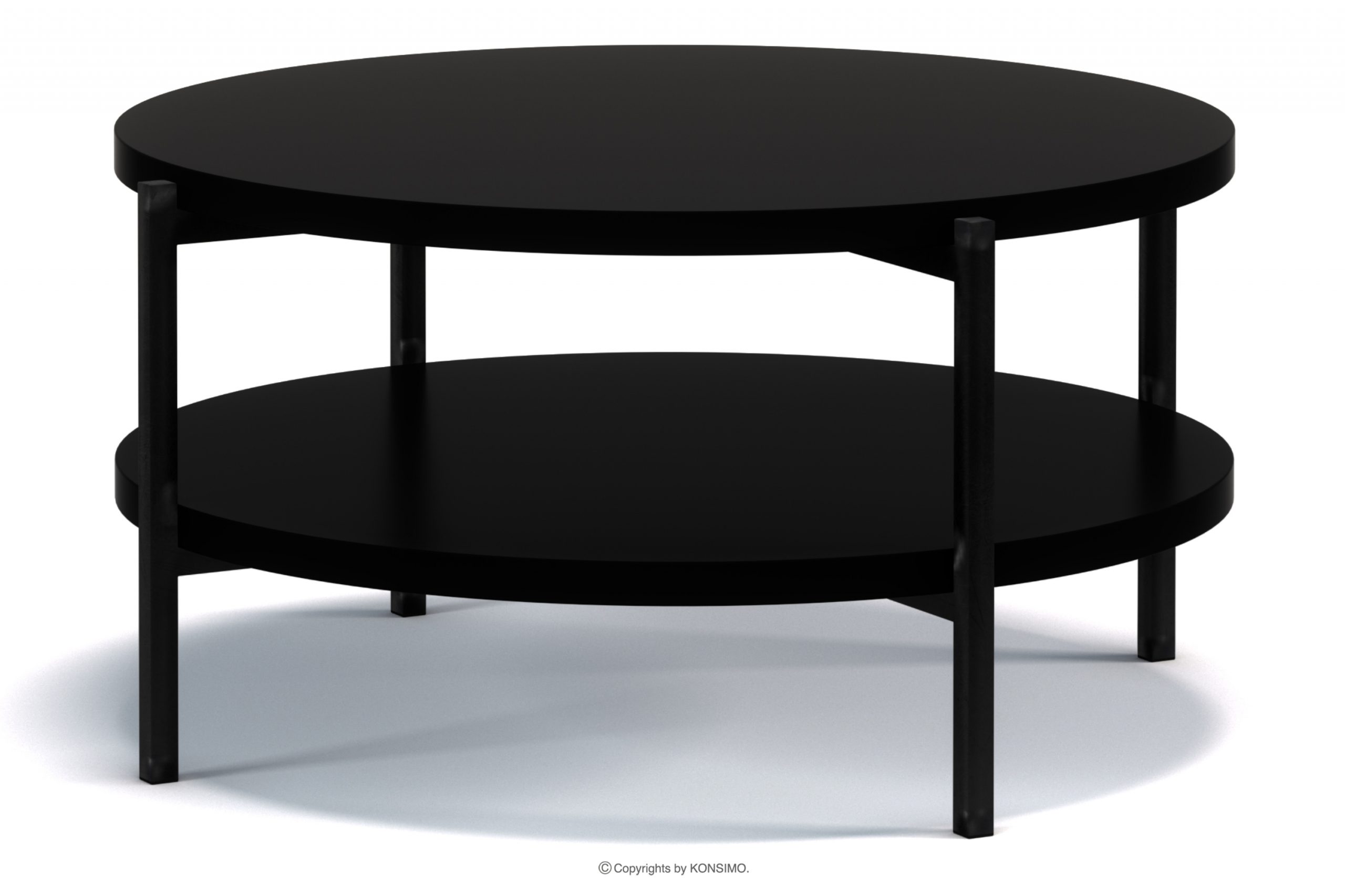 Konferenční stolek s policí v loftovém stylu černý matný