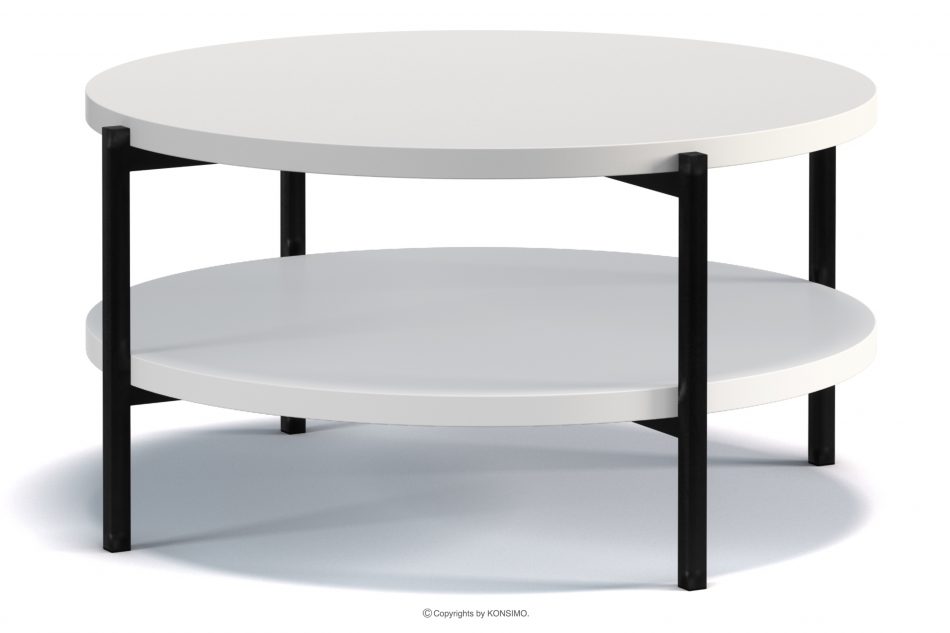 GERIS Konferenční stolek s policí v loftovém stylu bílý matný bílý matný - obrázek 0