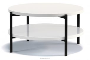 GERIS, https://konsimo.cz/kolekce/geris/ Konferenční stolek s policí v loftovém stylu bílý lesk bílý lesk - obrázek