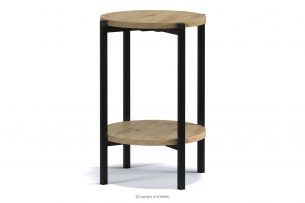 GERIS, https://konsimo.cz/kolekce/geris/ Vysoký odkládací stolek s policí v loftovém stylu dub řemeslný matný řemeslný dub - obrázek