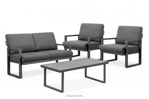 FRENA, https://konsimo.cz/kolekce/frena/ Antracitová sada ocelového nábytku na terasu v průmyslovém stylu antracitová/šedá - obrázek