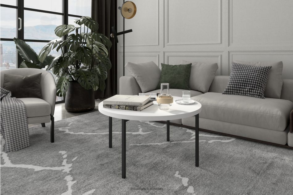 GERIS Konferenční stolek do obýváku v industriálním stylu bílý matný bílý matný - obrázek 1
