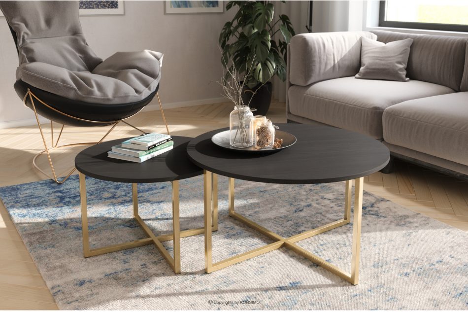 RUFES Konferenční stolek na zlatých nohách v antracitovém stylu glamour antracit - obrázek 4