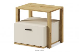 TRIDA, https://konsimo.cz/kolekce/trida/ Noční stolek se zásuvkami do pokoje pro mladé krémové barvy krémový/řemeslnický dub - obrázek