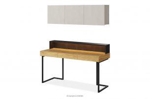 RACTO, https://konsimo.cz/kolekce/racto/ Moderní nábytek pro mládež psací stůl s nástěnnou skříňkou 3el. krémový/přírodní micora/antracitová - obrázek