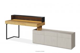RACTO, https://konsimo.cz/kolekce/racto/ Moderní nábytek pro mládež psací stůl s komodou 3el. krémový/přírodní micora/antracitová - obrázek
