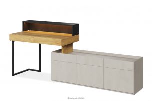 RACTO, https://konsimo.cz/kolekce/racto/ Moderní nábytek pro mládež psací stůl s komodou 3el. krémový/přírodní micora/antracitová - obrázek