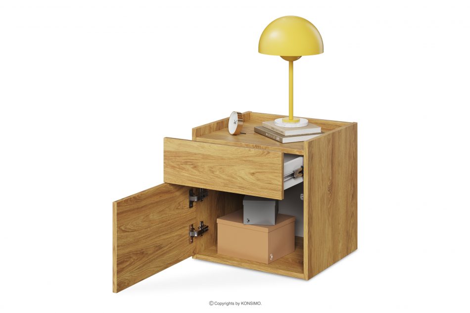 RACTO Noční stolek se zásuvkou do pokoje pro teenagery přírodní hickory - obrázek 3