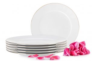 MUSCARI, https://konsimo.cz/kolekce/muscari/ Elegantní jídelní talíř 6ks zlatá linie zlatá linka - obrázek