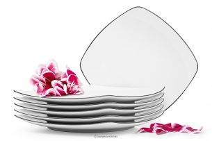 CARLINA, https://konsimo.cz/kolekce/carlina/ Elegantní čtvercový jídelní talíř 6 ks černý okraj černý okraj - obrázek