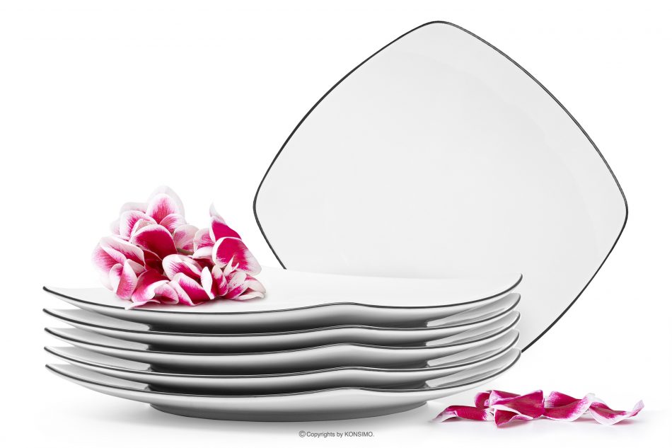 CARLINA Elegantní čtvercový jídelní talíř 6 ks černý okraj černý okraj - obrázek 0