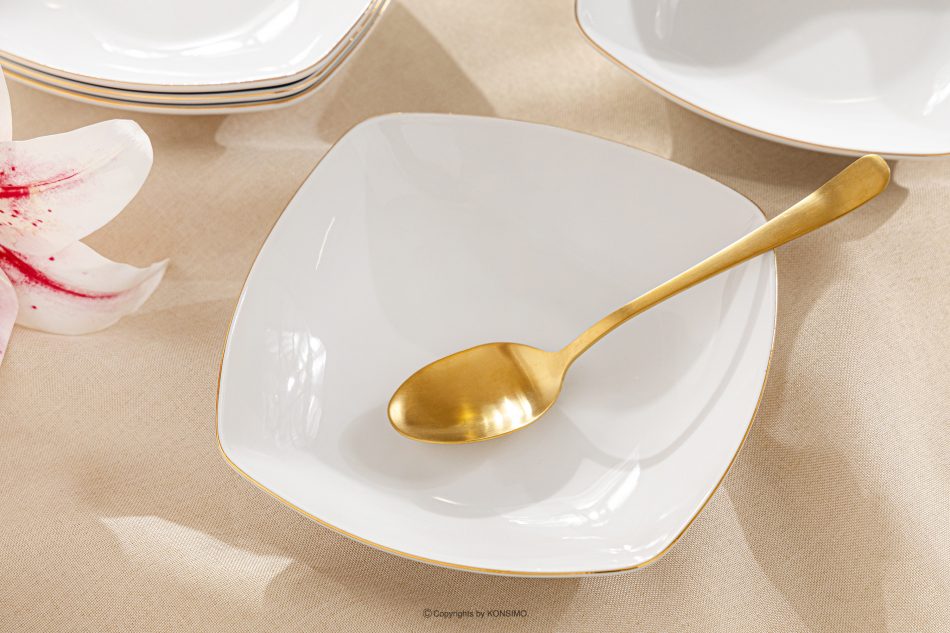CARLINA Elegantní čtvercový hluboký talíř 6ks. zlatá linie zlatá linka - obrázek 1