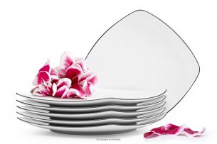 CARLINA, https://konsimo.cz/kolekce/carlina/ Elegantní čtvercový dezertní talíř 6 ks černý okraj černý okraj - obrázek