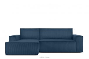 NAPI, https://konsimo.cz/kolekce/napi/ Rozkládací pohovka do obývacího pokoje tmavě modrý manšestr vlevo tmavě modrá - obrázek