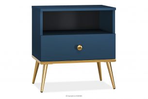 ARICIA, https://konsimo.cz/kolekce/aricia/ Námořnicky modrý noční stolek na vysokých zlatých nohách námořnická modř - obrázek