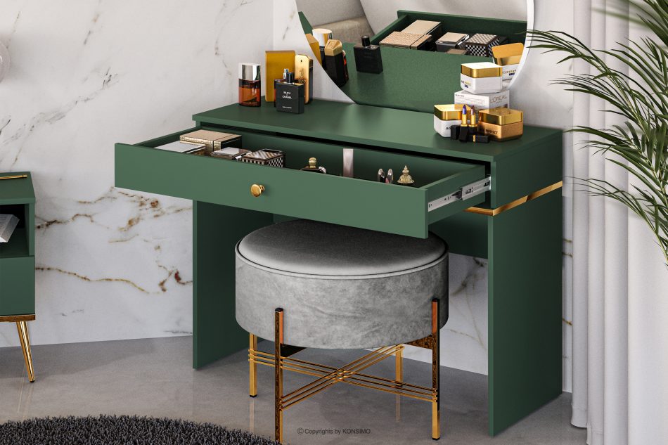 ARICIA Zelený psací stůl se zásuvkou zelená - obrázek 6
