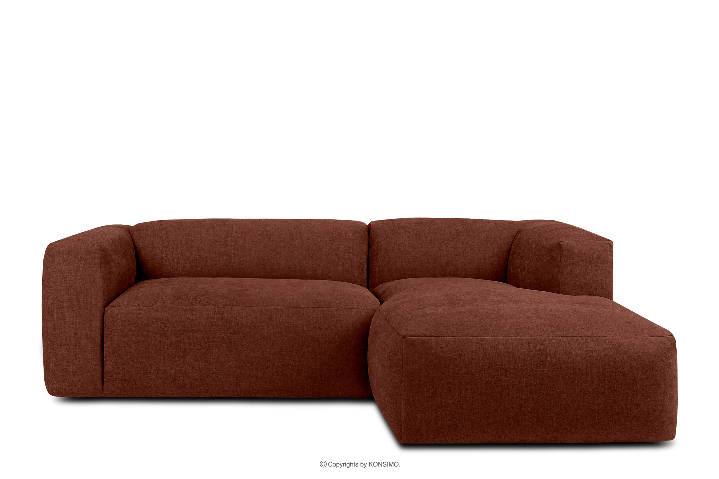 Modulární rohová sedací souprava do obývacího pokoje z tkané látky oranžové barvy vpravo