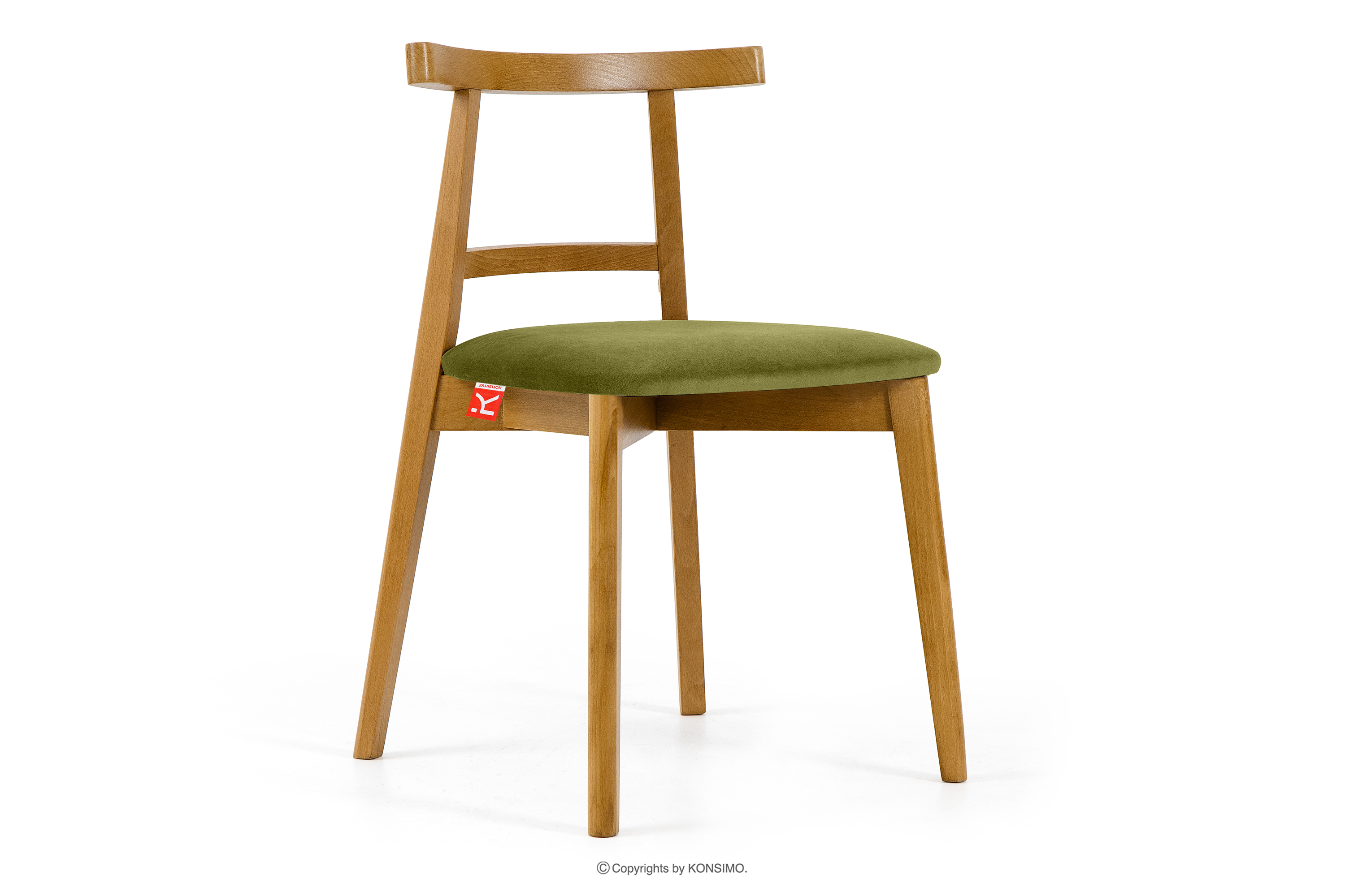 Vintage styl židle olivový samet světlý dub
