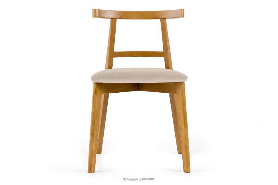 LILIO Vintage styl židle krémový velur světlý dub krémová/světlý dub - obrázek 2