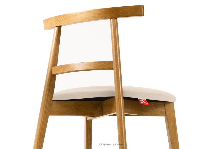 LILIO Vintage styl židle krémový velur světlý dub krémová/světlý dub - obrázek 5