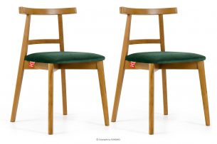 LILIO, https://konsimo.cz/kolekce/lilio/ Vintage styl židle tmavě zelený samet světlý dub 2ks tmavě zelená/světlý dub - obrázek