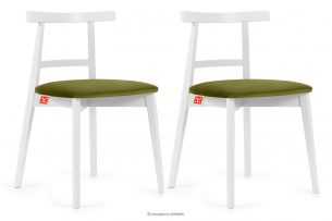 LILIO, https://konsimo.cz/kolekce/lilio/ Bílá židle vintage olivový samet 2 ks olivová/bílá - obrázek