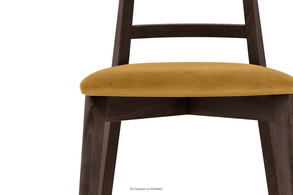 LILIO Židle vintage žlutý velur tmavý ořech 2ks žlutá/tmavý ořech - obrázek 5