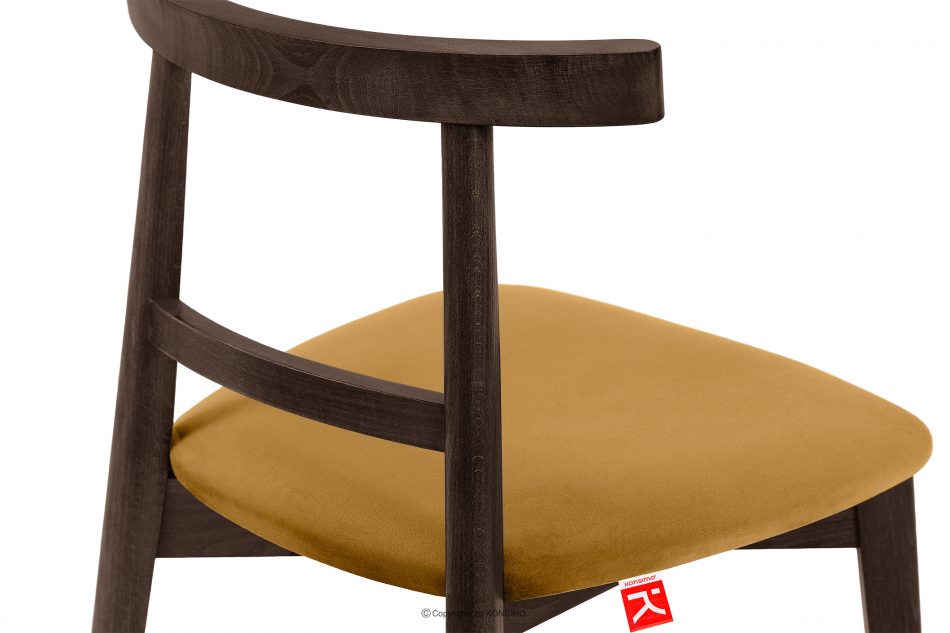 LILIO Židle vintage žlutý velur tmavý ořech 2ks žlutá/tmavý ořech - obrázek 7