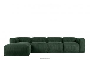 BUFFO, https://konsimo.cz/kolekce/buffo/ Velká modulární rohová pohovka do obývacího pokoje z manšestrové tkaniny tmavě zelené vlevo tmavě zelená - obrázek