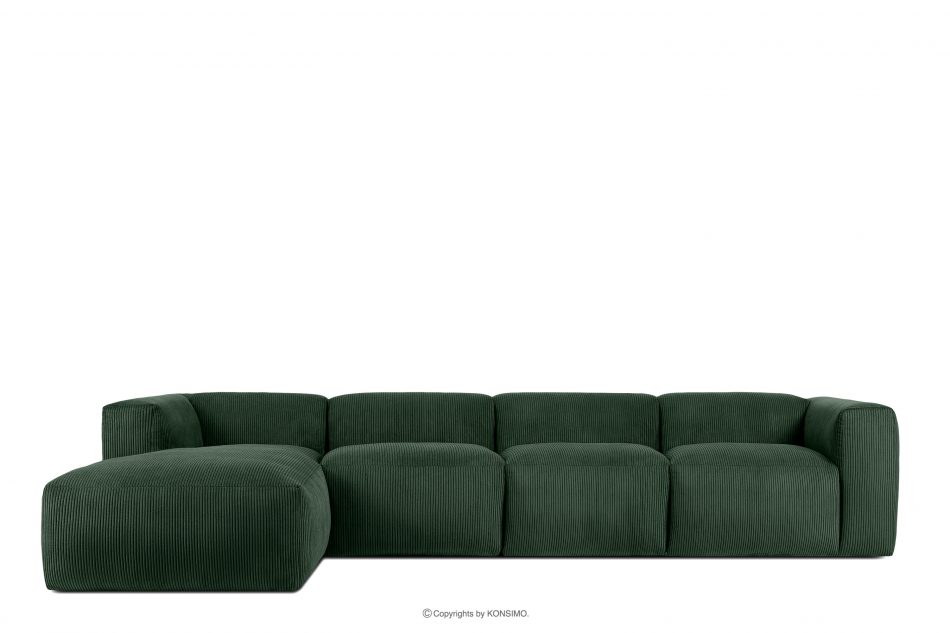 BUFFO Velká modulární rohová pohovka do obývacího pokoje z manšestrové tkaniny tmavě zelené vlevo tmavě zelená - obrázek 0