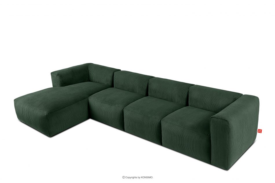BUFFO Velká modulární rohová pohovka do obývacího pokoje z manšestrové tkaniny tmavě zelené vlevo tmavě zelená - obrázek 2