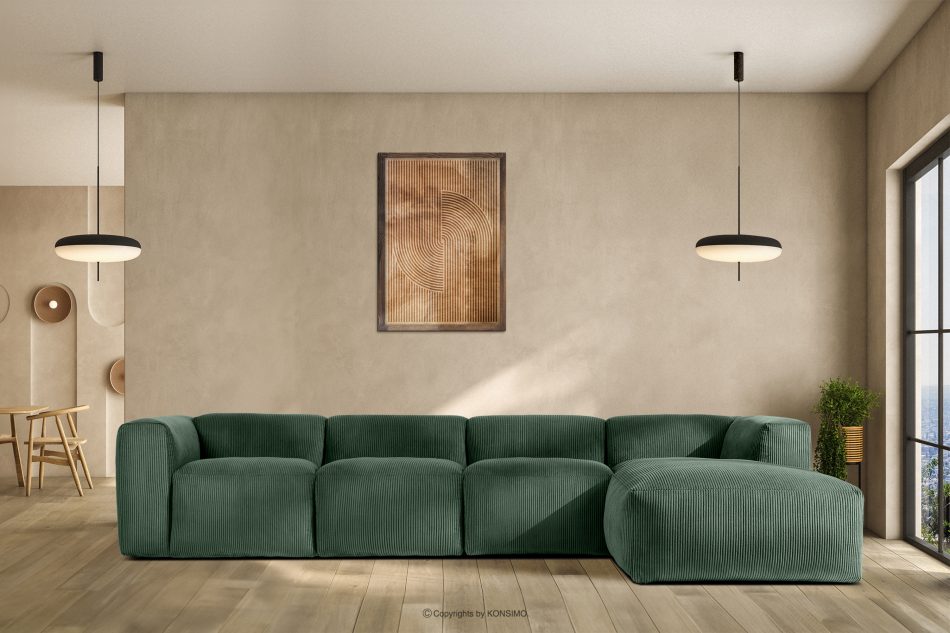 BUFFO Velká modulární rohová pohovka do obývacího pokoje z manšestrové tkaniny tmavě zelené vlevo tmavě zelená - obrázek 16