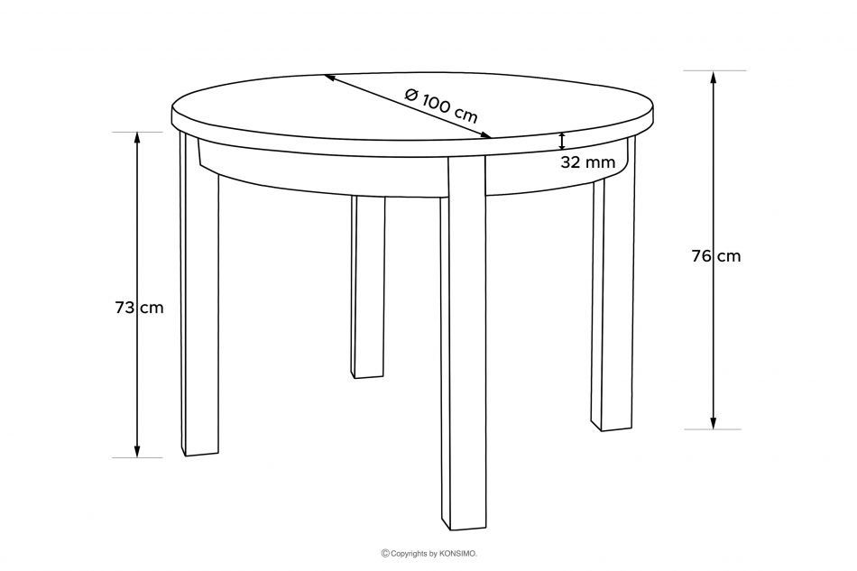 BALTE Rozkládací kulatý stůl 100-180 rustikální bukové dřevo rustikální - obrázek 16