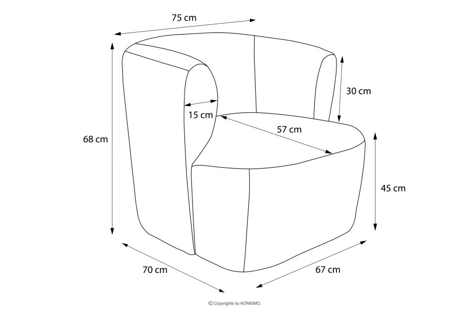 PEBROS Moderní křeslo v tmavě šedé látce 3d tmavě šedá - obrázek 12