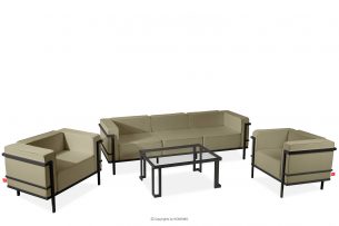TRIGLO, https://konsimo.cz/kolekce/triglo/ Moderní sada zahradního nábytku tmavě šedá/béžová (1,1,3,1) tmavě šedá/béžová - obrázek