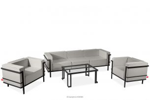 TRIGLO, https://konsimo.cz/kolekce/triglo/ Moderní sada zahradního nábytku tmavě šedá/světle šedá (1,1,3,1) tmavě šedá/světle šedá - obrázek