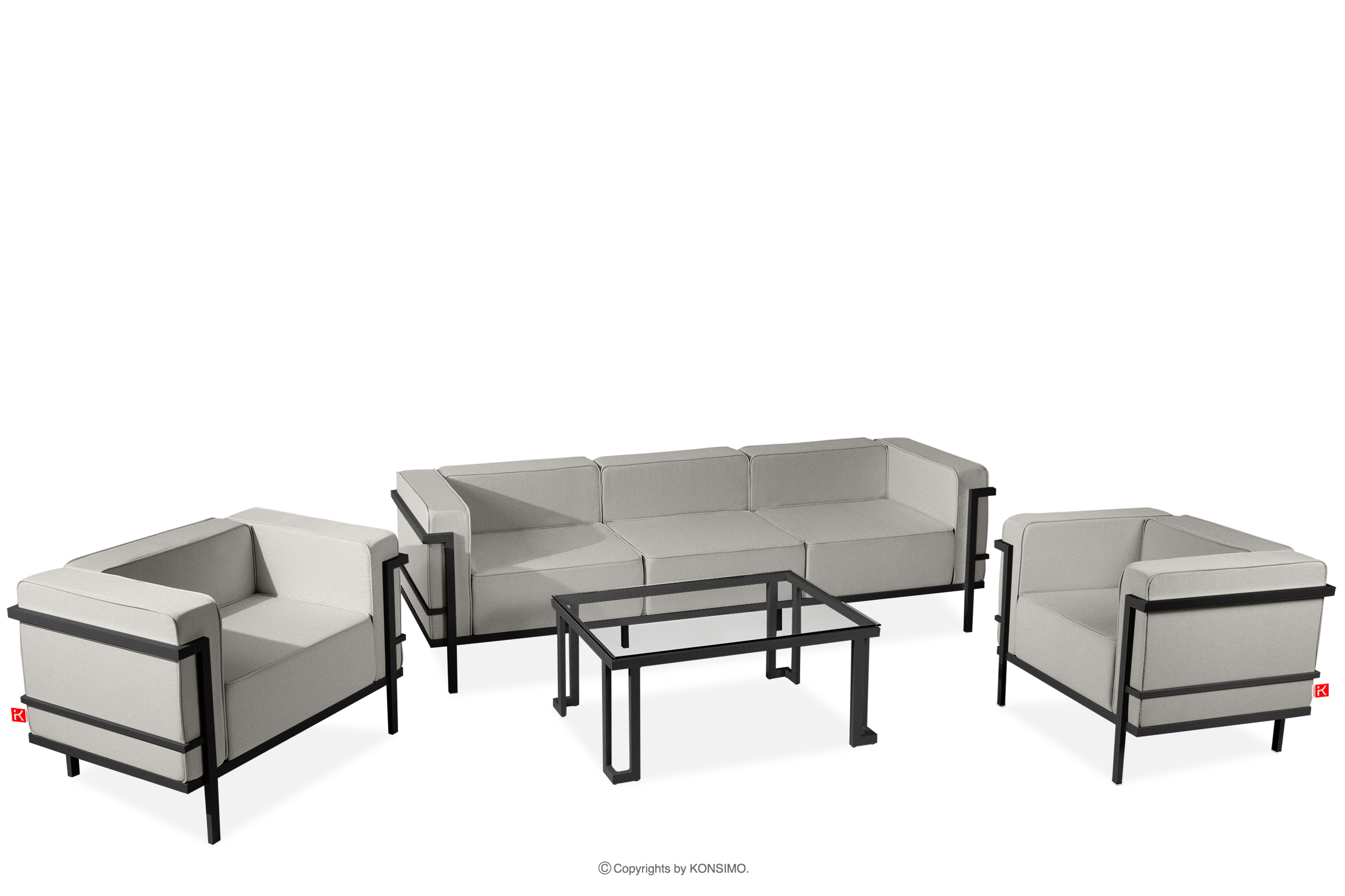 Moderní sada zahradního nábytku tmavě šedá/světle šedá (1,1,3,1)