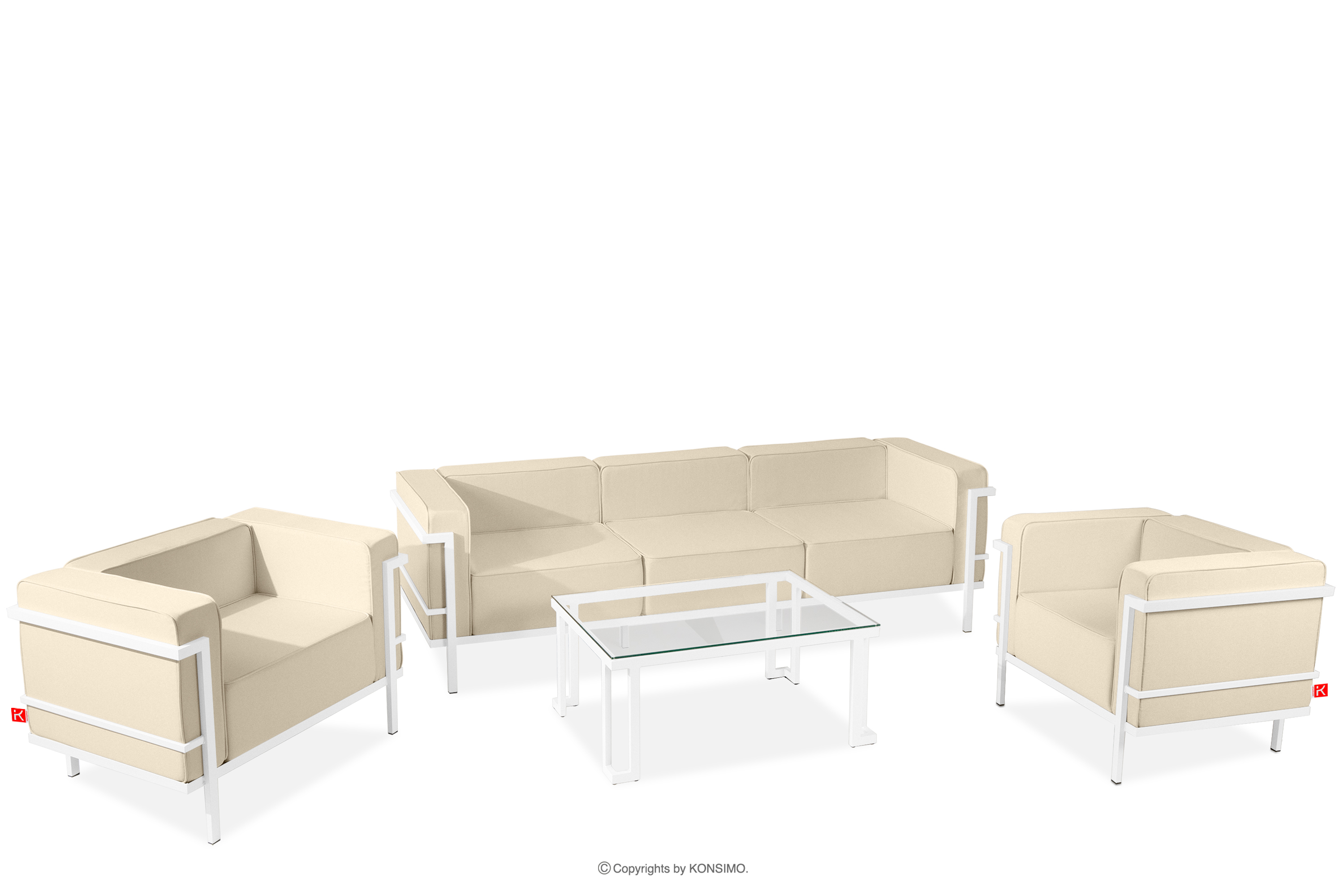 Moderní sada zahradního nábytku bílá/krémová (1,1,3,1)