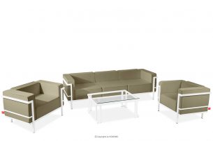 TRIGLO, https://konsimo.cz/kolekce/triglo/ Moderní sada zahradního nábytku bílá/béžová (1,1,3,1) bílá/béžová - obrázek