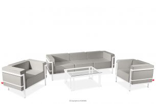 TRIGLO, https://konsimo.cz/kolekce/triglo/ Souprava moderního zahradního nábytku bílá/světle šedá (1,1,3,1) bílá/světle šedá - obrázek