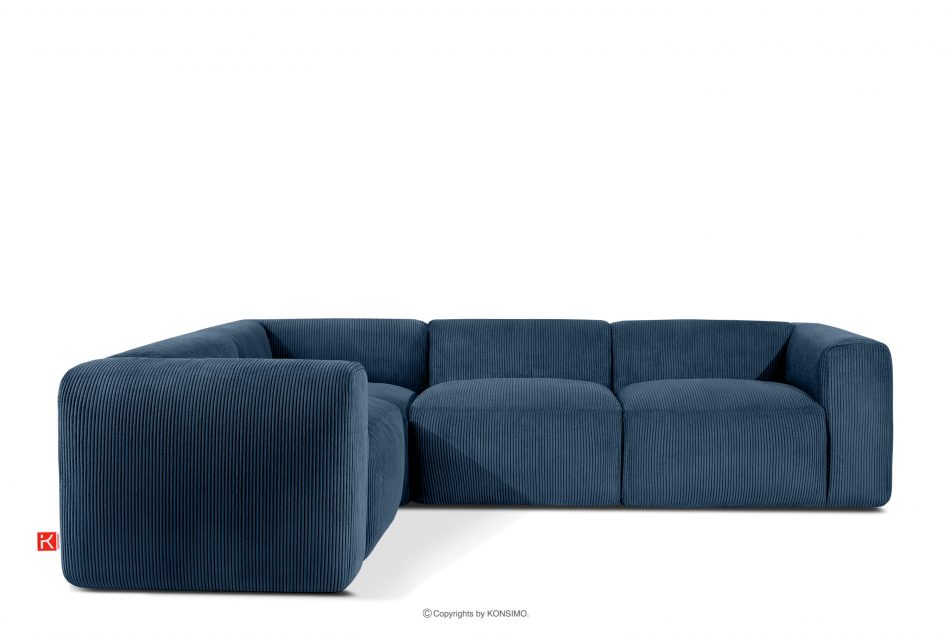BUFFO Pohodlná rohová pohovka modulární manšestrová tkanina navy blue levá námořnická modř - obrázek 0