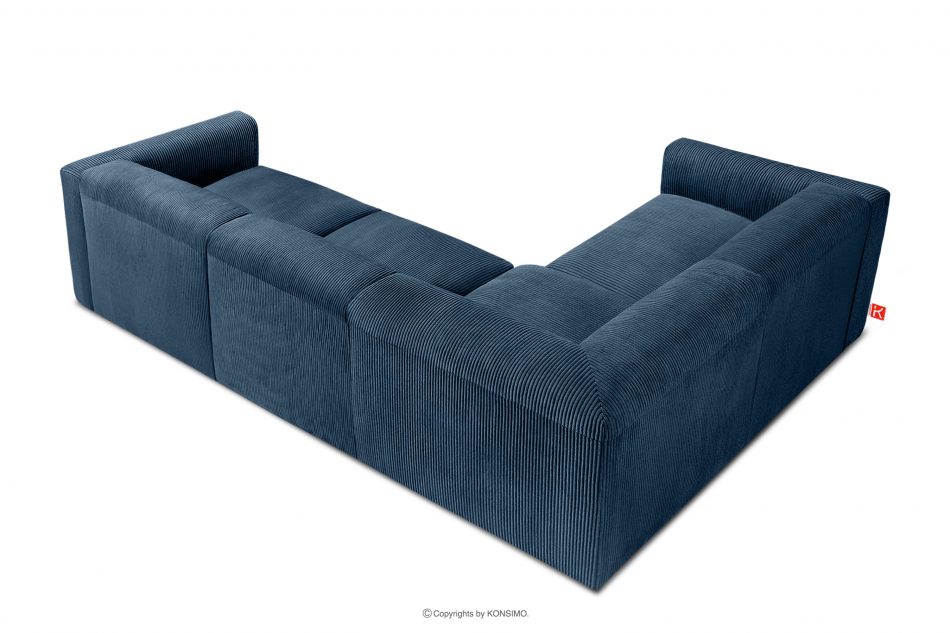 BUFFO Pohodlná rohová pohovka modulární manšestrová tkanina navy blue levá námořnická modř - obrázek 3
