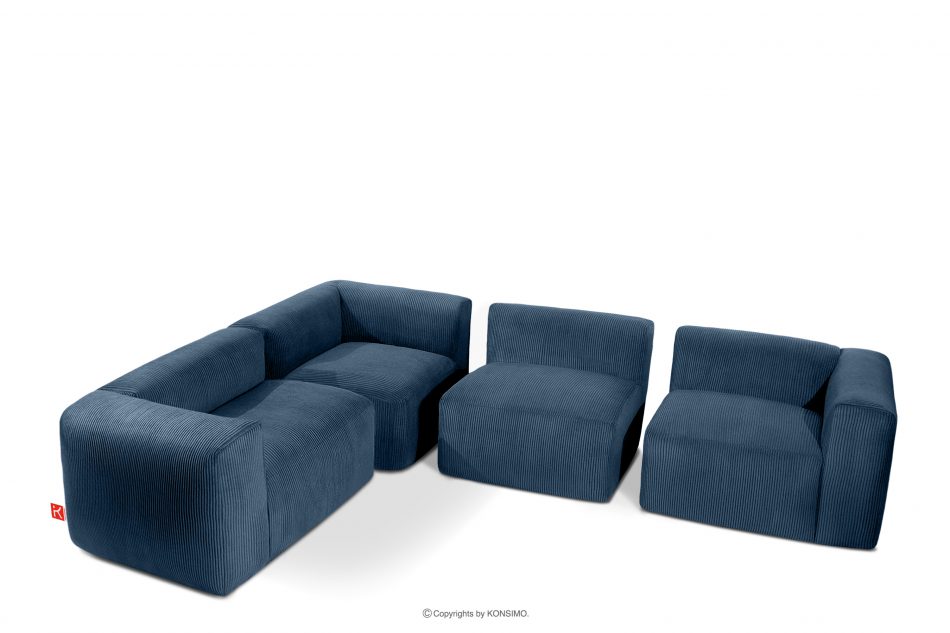 BUFFO Pohodlná rohová pohovka modulární manšestrová tkanina navy blue levá námořnická modř - obrázek 4