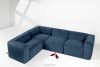 BUFFO Pohodlná rohová pohovka modulární manšestrová tkanina navy blue levá námořnická modř - obrázek 2